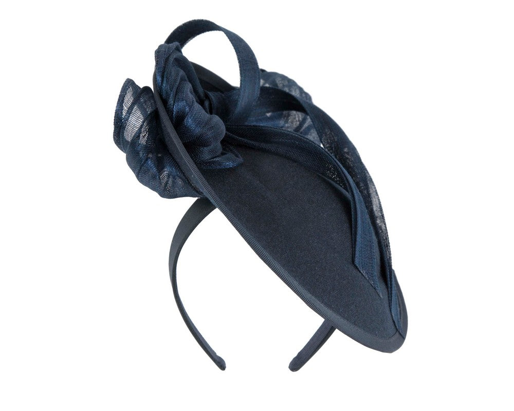 Navy plate with bow winter fascinator by Fillies Collection