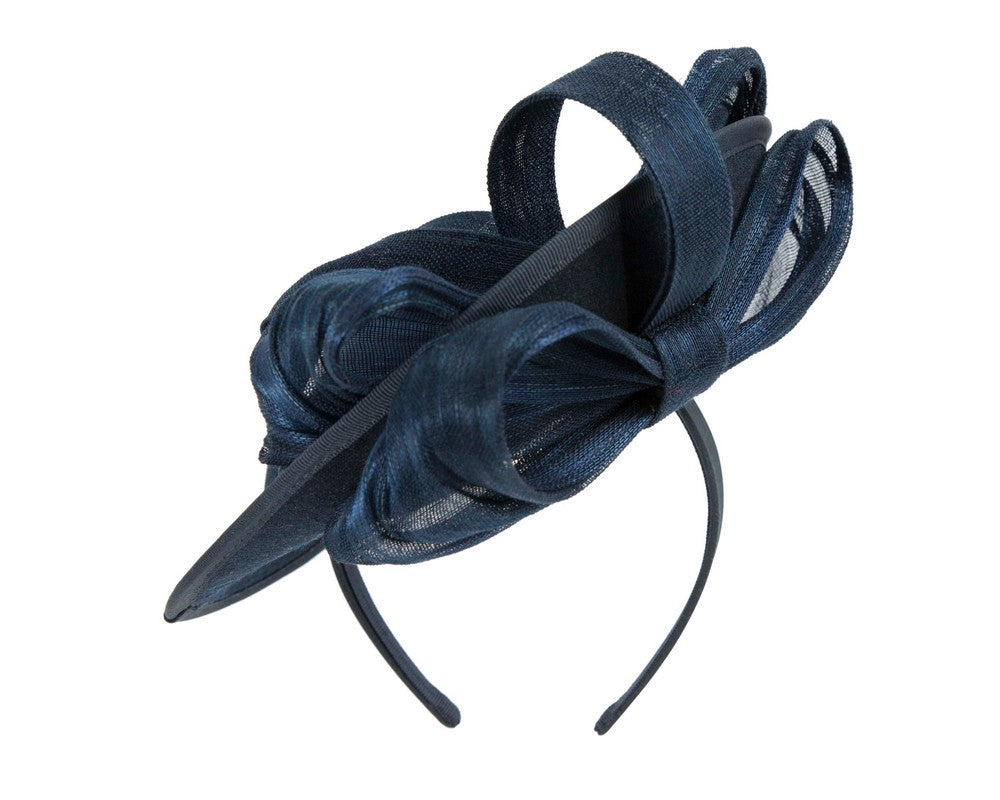 Navy plate with bow winter fascinator by Fillies Collection
