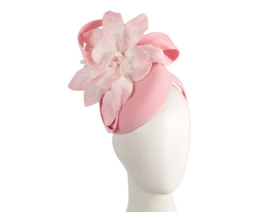Tall pink winter racing pillbox fascinator by Fillies Collection-0