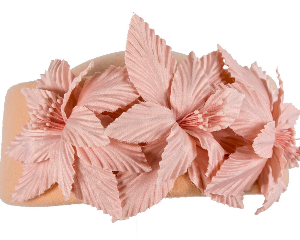 Large Beige felt beret hat by Fillies Collection-5