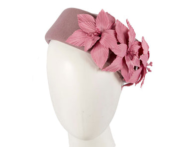 Large Dusty Pink felt beret hat by Fillies Collection-1