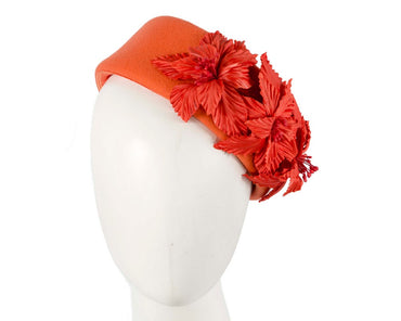 Large Orange felt beret hat by Fillies Collection-1