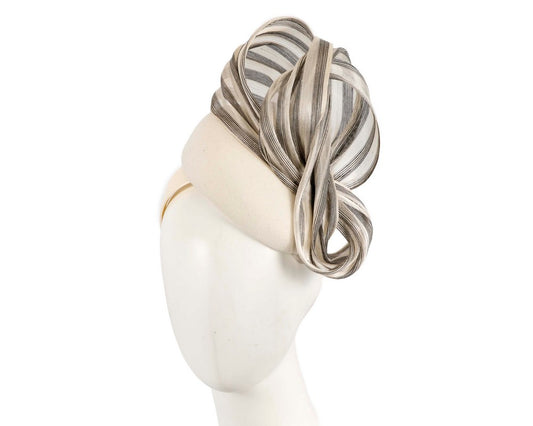 Bespoke cream black pillbox with bow by Fillies Collection-0