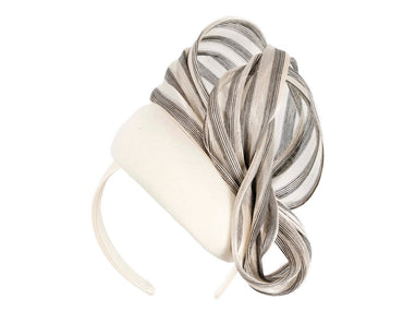 Bespoke cream black pillbox with bow by Fillies Collection-1