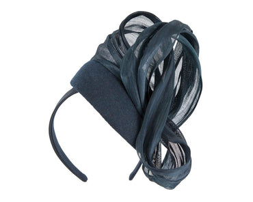 Bespoke navy pillbox with bow by Fillies Collection-1