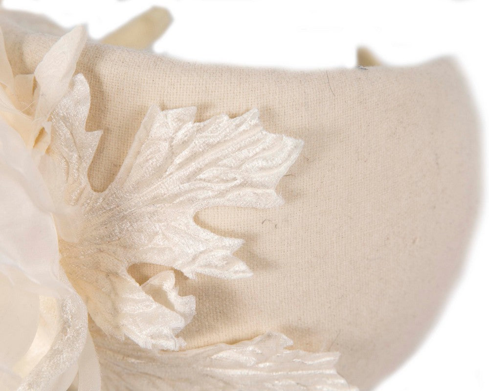 Wide cream headband with silk flower