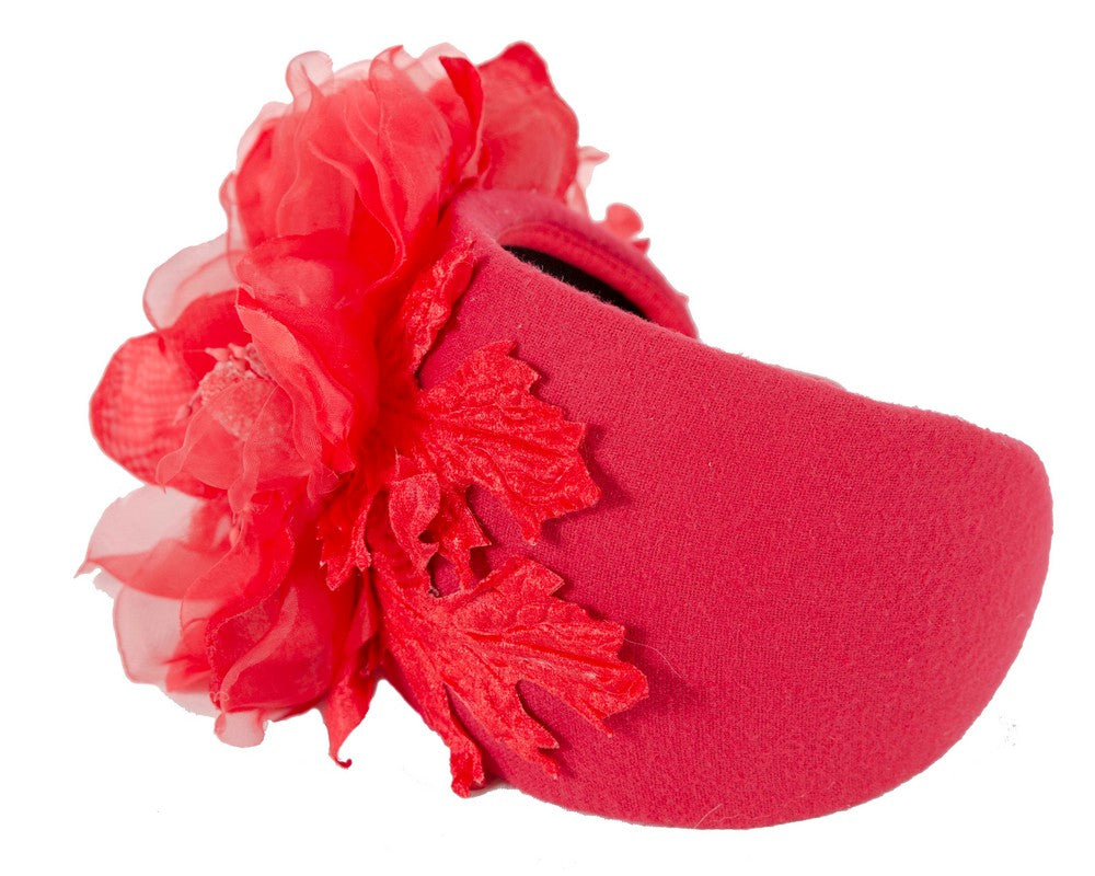 Wide red headband with silk flower-2