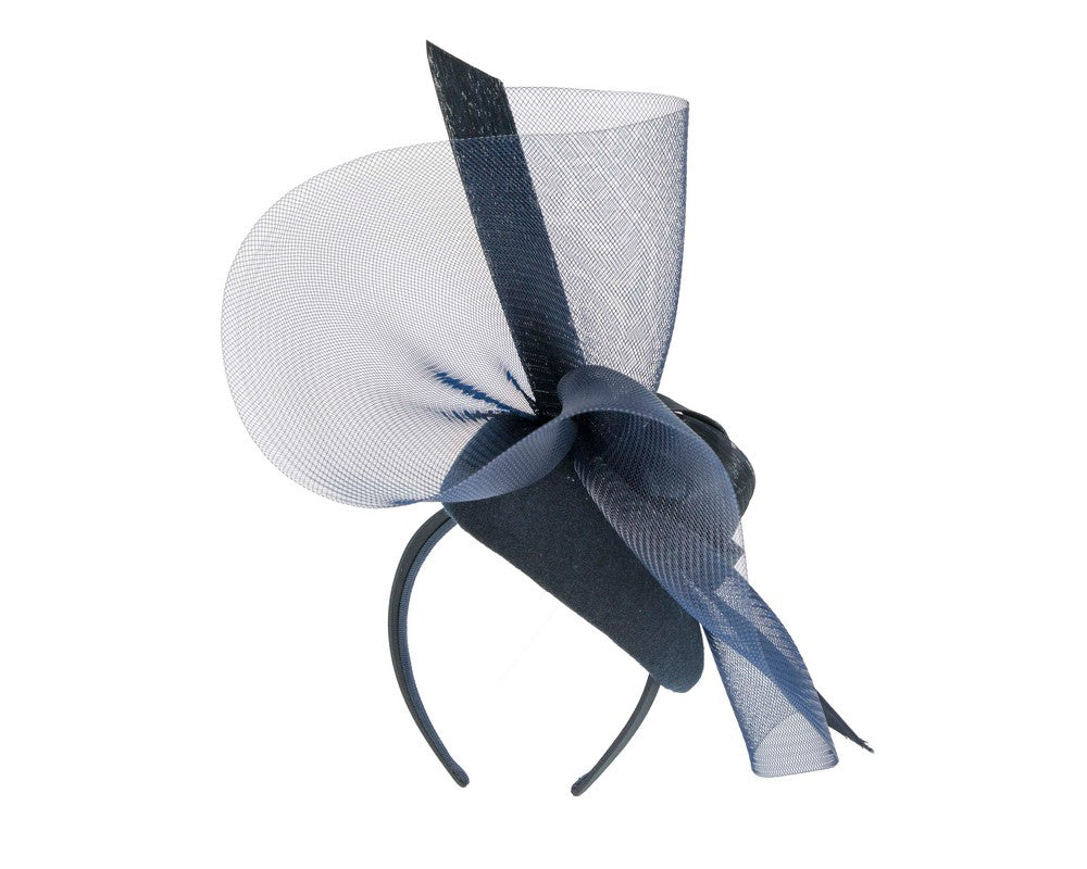 Tall navy winter racing fascinator by Fillies Collection-5