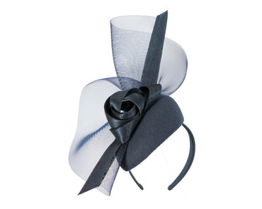 Tall navy winter racing fascinator by Fillies Collection-1