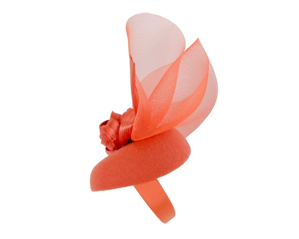 Tall orange winter racing fascinator by Fillies Collection