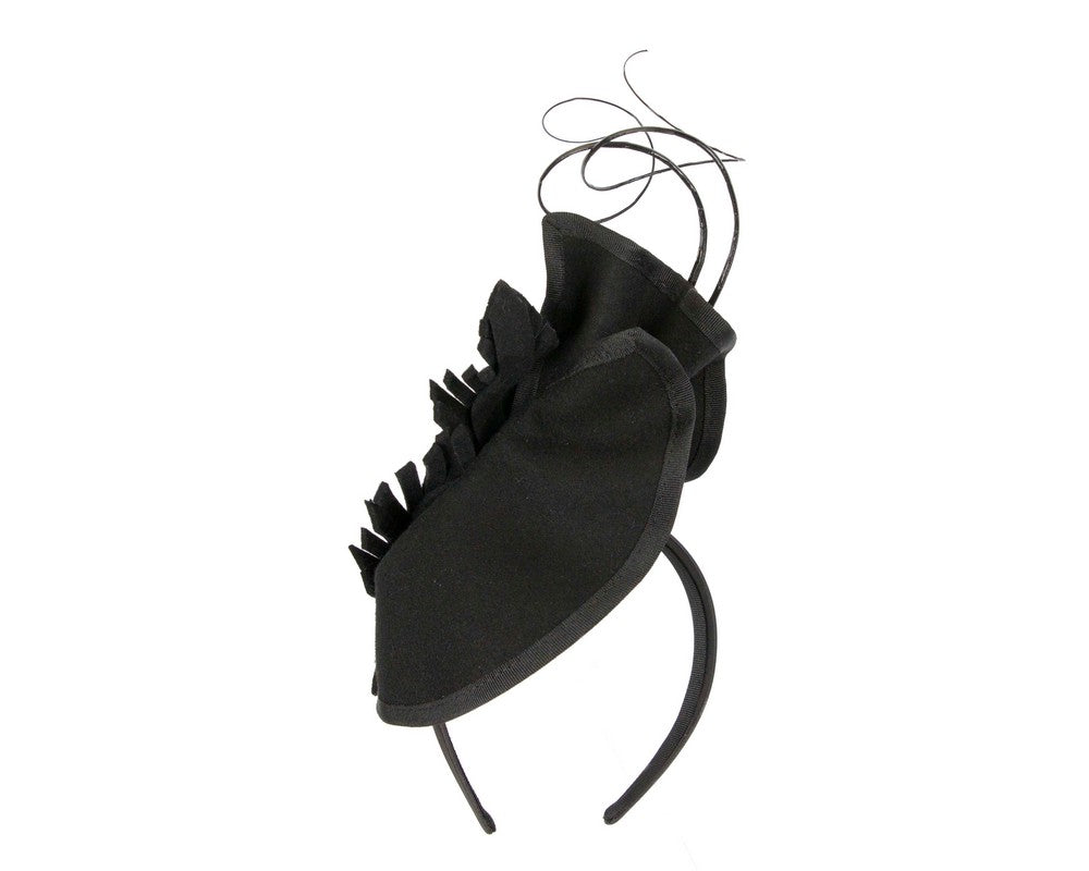 Exclusive black felt winter racing fascinator by Fillies Collection