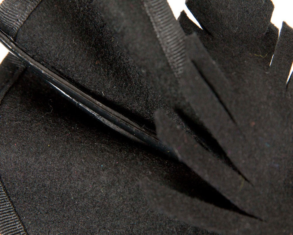 Exclusive black felt winter racing fascinator by Fillies Collection