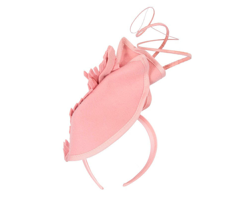Exclusive pink felt winter racing fascinator by Fillies Collection