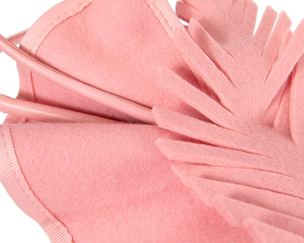 Exclusive pink felt winter racing fascinator by Fillies Collection