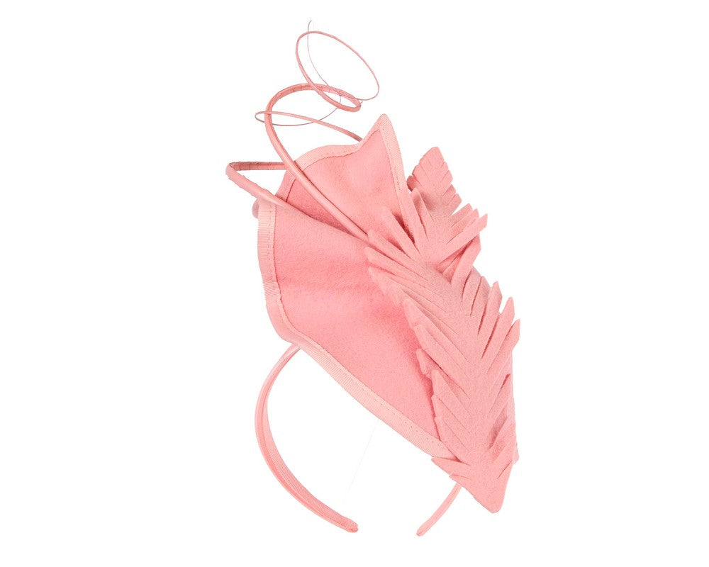 Exclusive pink felt winter racing fascinator by Fillies Collection