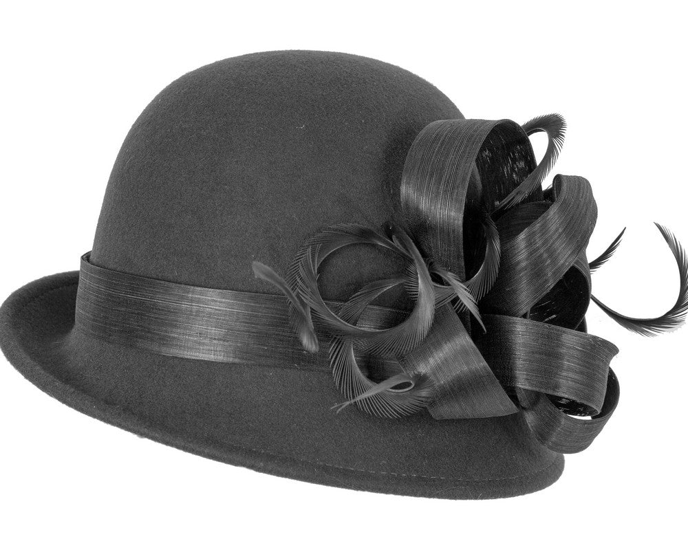 Exclusive black cloche winter hat by Fillies Collection