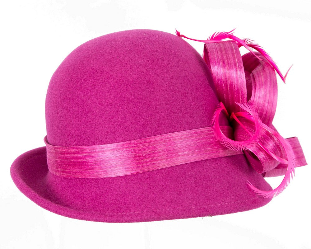 Exclusive fuchsia cloche winter hat by Fillies Collection