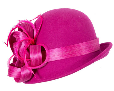 Exclusive fuchsia cloche winter hat by Fillies Collection