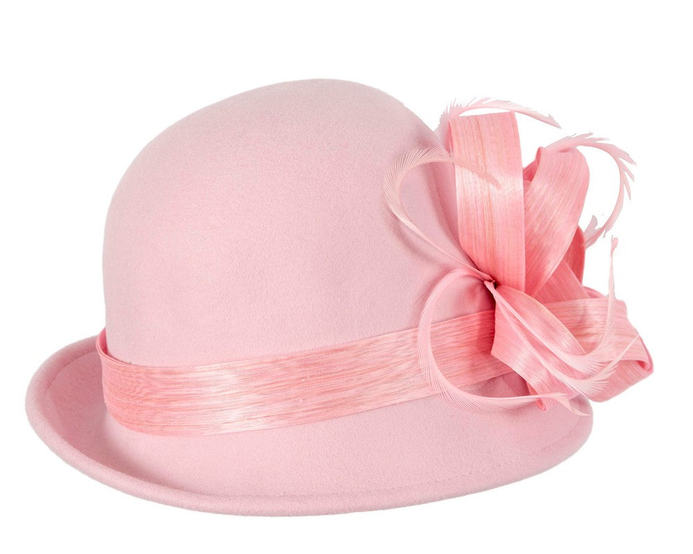 Exclusive pink cloche winter hat by Fillies Collection