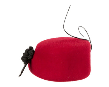 Bespoke red winter racing fascinator by Fillies Collection F675-2
