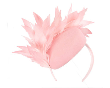 Pink feather winter facing fascinator