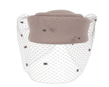 Large grey beret hat with face veil by Fillies Collection-1