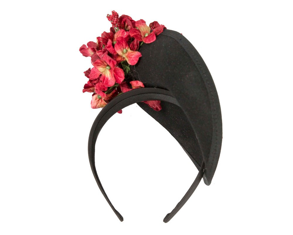 Black and red winter racing fascinator by Fillies Collection