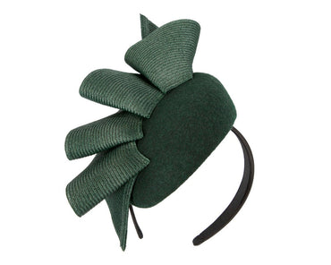 Green pillbox fascinator by Fillies Collection