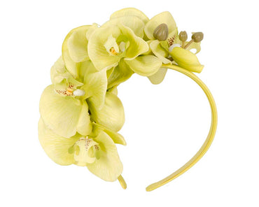 Bespoke lime orchid flower headband by Fillies Collection