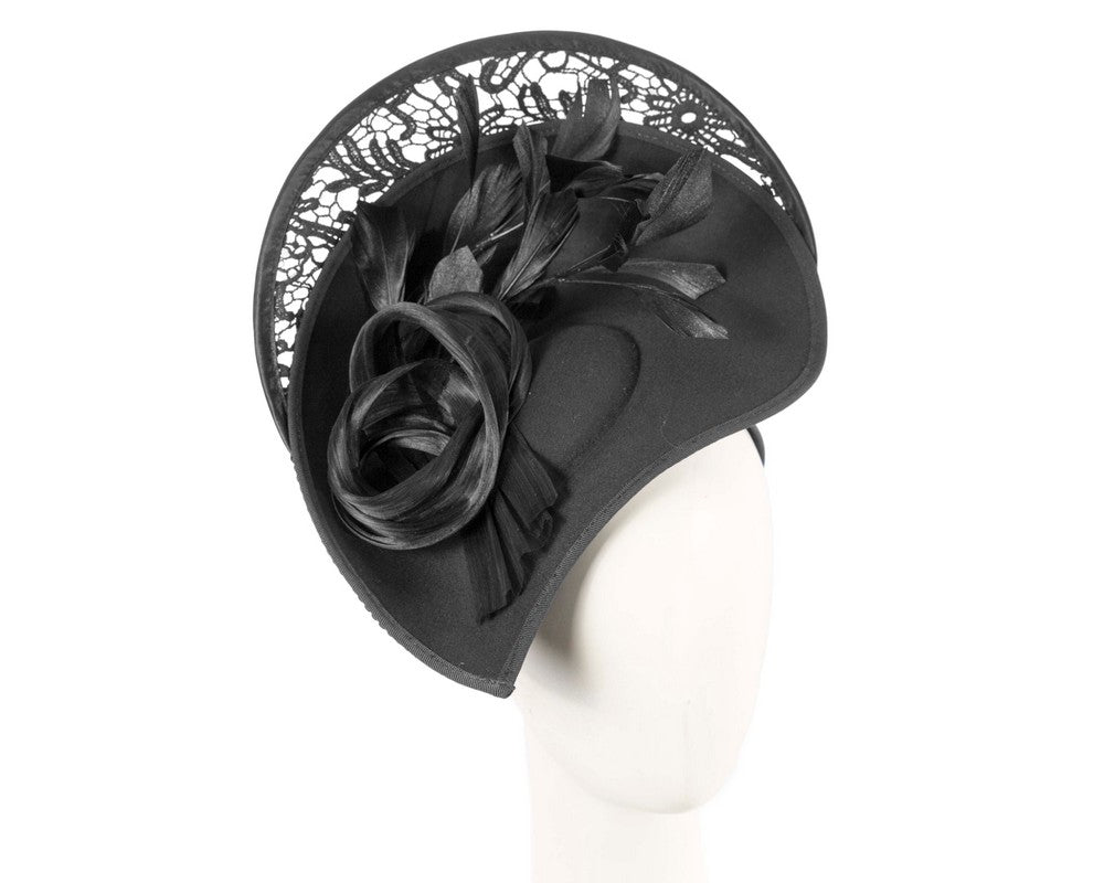 Bespoke black winter fascinator by Fillies Collection-0