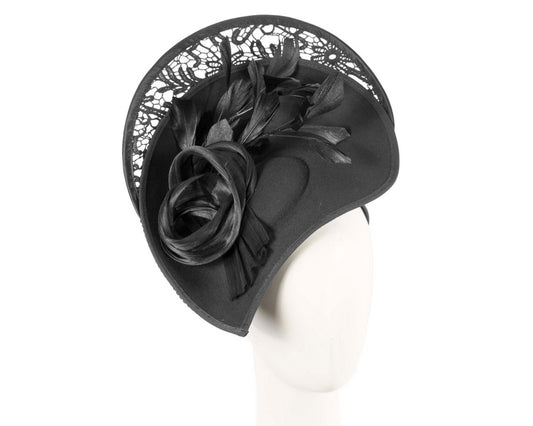 Bespoke black winter fascinator by Fillies Collection-0