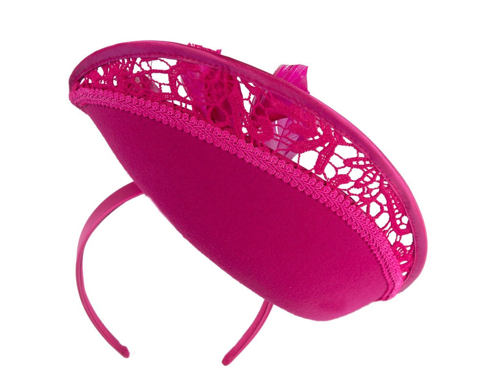 Bespoke fuchsia winter fascinator by Fillies Collection-5