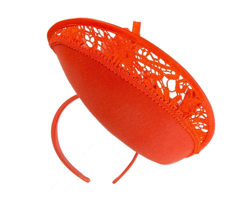 Bespoke orange winter fascinator by Fillies Collection