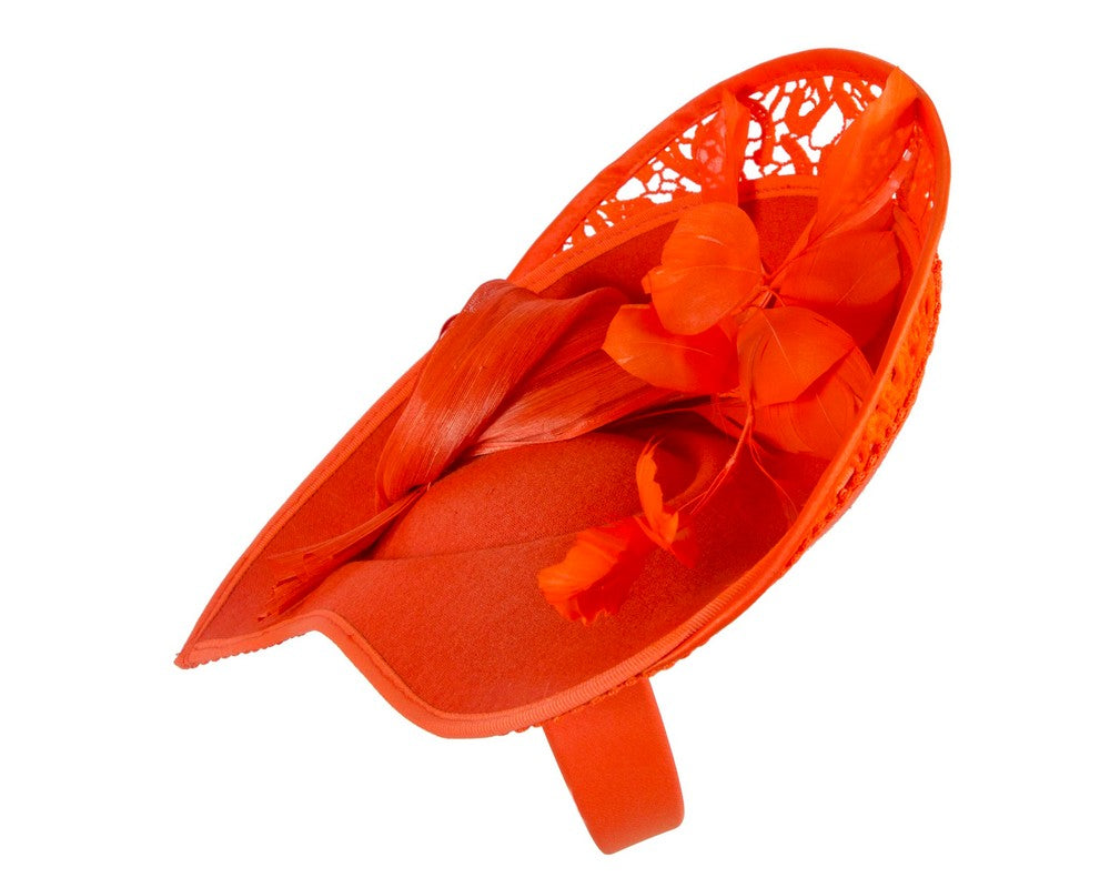 Bespoke orange winter fascinator by Fillies Collection