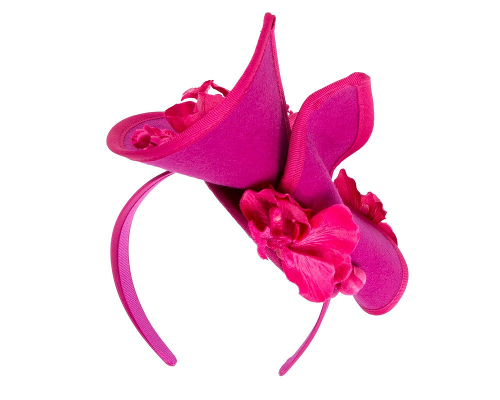 Fuchsia winter felt fascinator with orchid-5