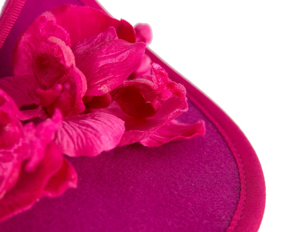 Fuchsia winter felt fascinator with orchid-4