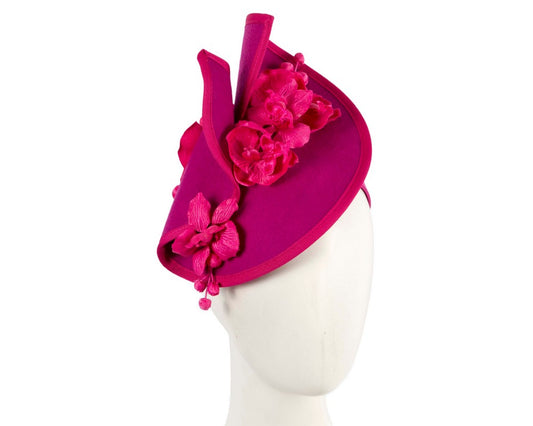 Fuchsia winter felt fascinator with orchid-0