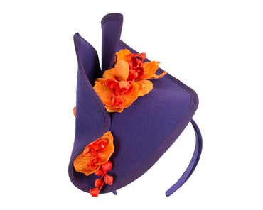 Purple and orange winter felt fascinator with orchid-1