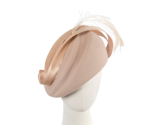Nude winter felt beret by Fillies Collection-0