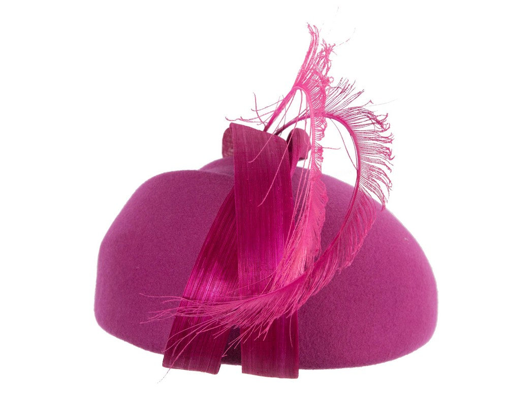 Fuchsia winter felt beret by Fillies Collection-5