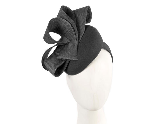 Black pillbox winter fascinator by Fillies Collection-0