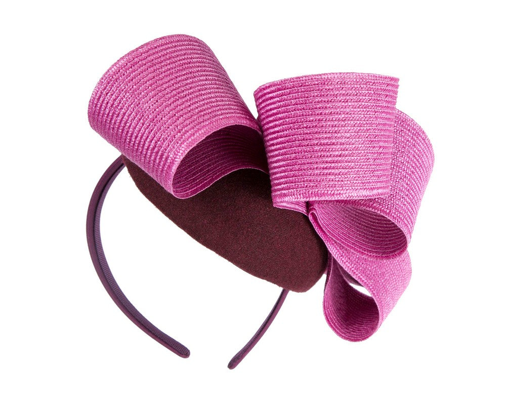 Wine & fuchsia pillbox winter fascinator by Fillies Collection