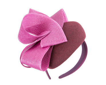Wine & fuchsia pillbox winter fascinator by Fillies Collection