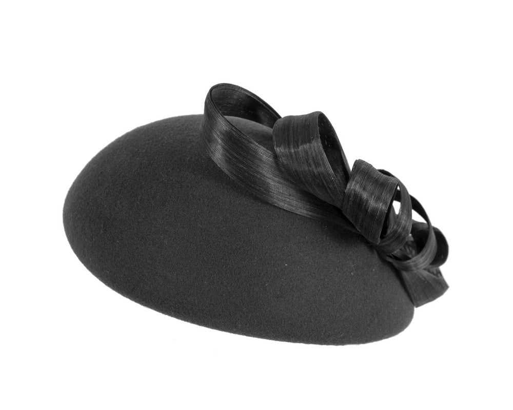 Stylish black felt beret hat by Fillies Collection
