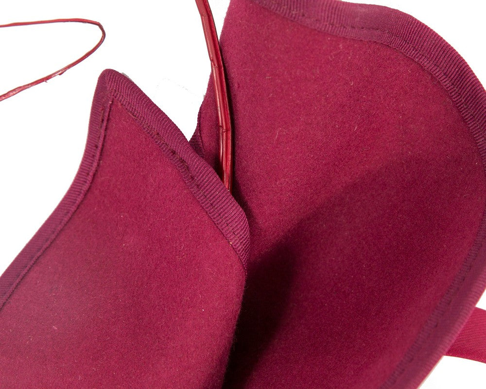 Sculpted burgundy felt winter racing fascinator