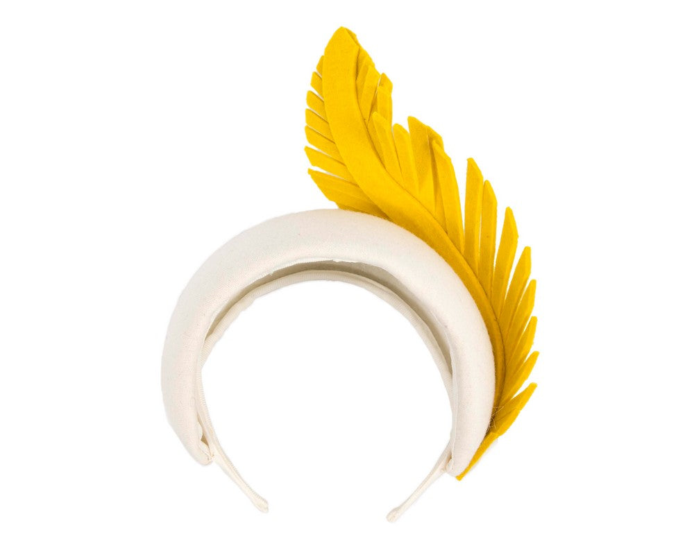Bespoke cream & yellow winter racing fascinator headband-3