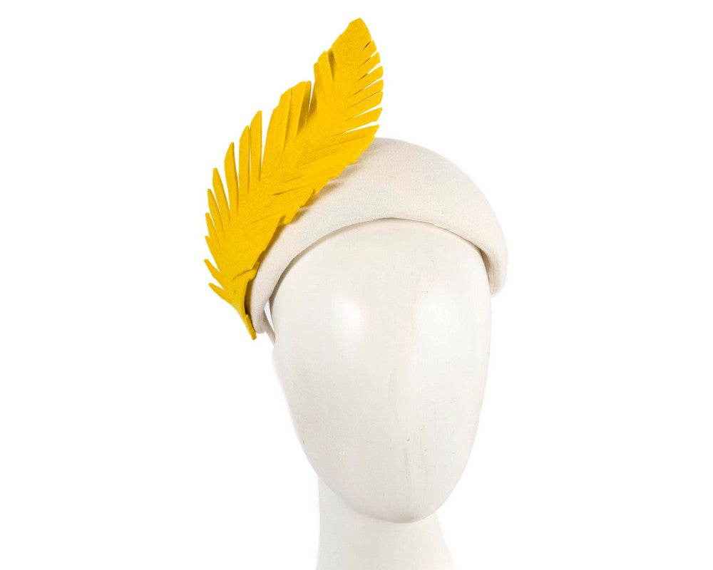Bespoke cream & yellow winter racing fascinator headband-0