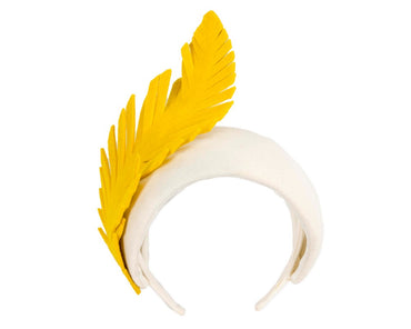 Bespoke cream & yellow winter racing fascinator headband-1