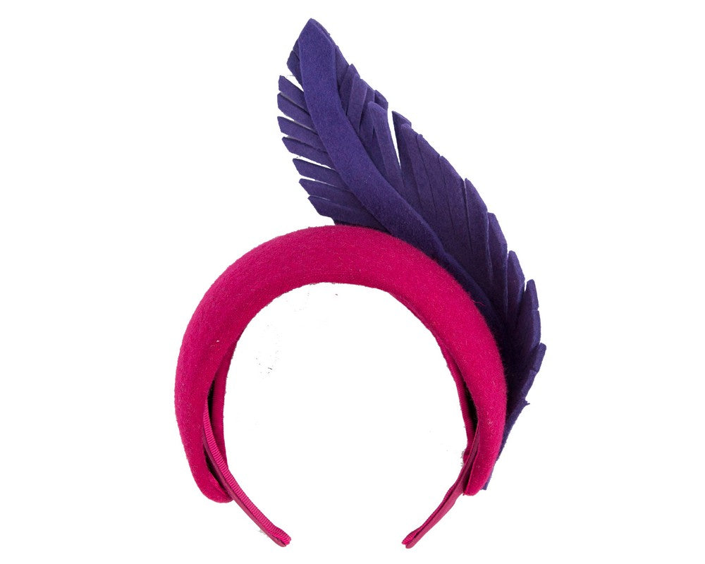 Bespoke fuchsia & purple winter racing fascinator headband-3