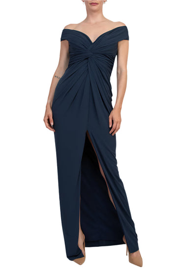 Katie May Off-The-Shoulder Front Knot Accent Hazel Gown Dress-1